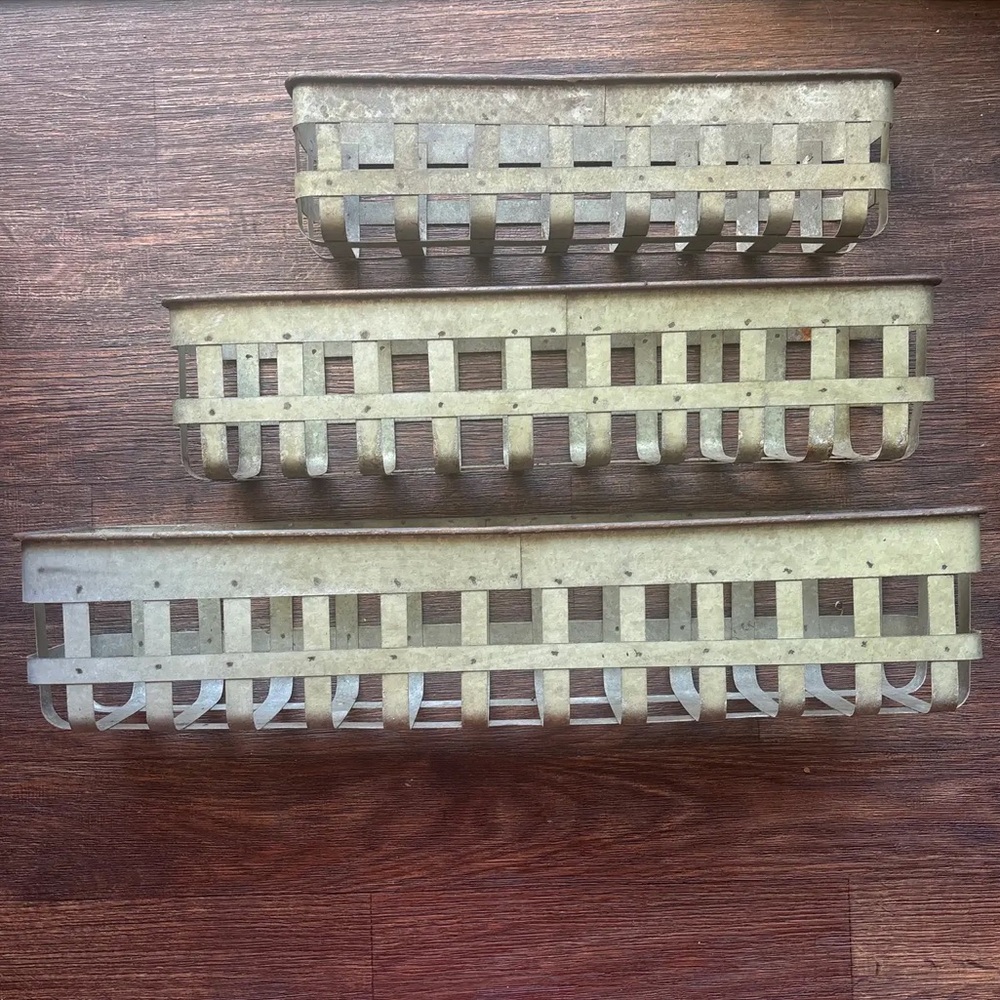 Farmhouse Wrought Flat Iron Exterior Window Boxes - Set of 3